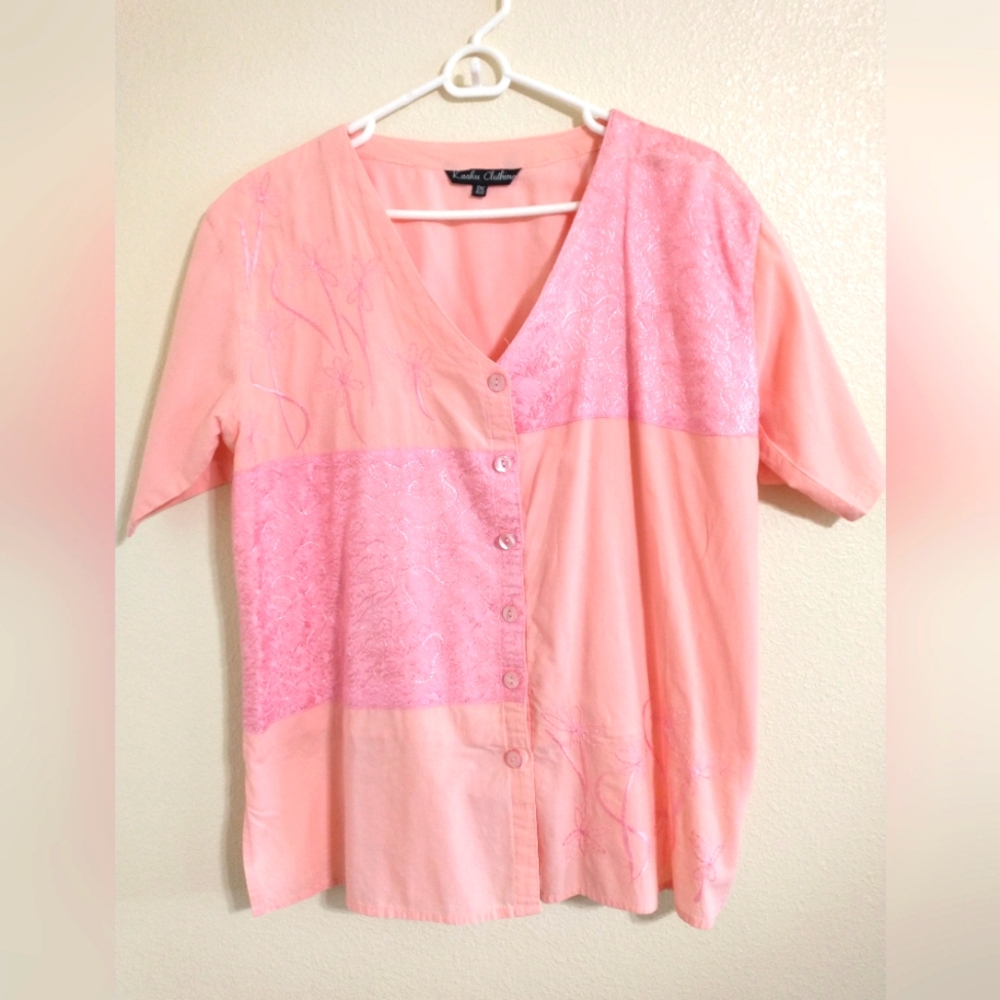 Blouse - Short sleeve Blouse - Kaaku Clothing - One Size, button up